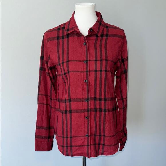 Thread & Supply Red Black Plaid Button-Up Flannel Shirt Women's M NWT - Picture 1 of 7